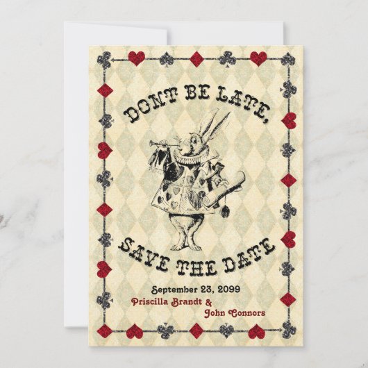 Bruiloft Save the Date, Alice in Wonderland Save The Date (Voorkant)