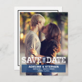  bruiloft Save the Date - Blauw Aankondigingskaart (Voorkant / Achterkant)