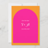Bruiloft Save the Date Boho Arch Roze en Sinaasapp (Achterkant)