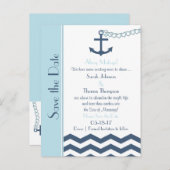 Bruiloft Save the Date Briefkaart - Nautisch (Voorkant / Achterkant)