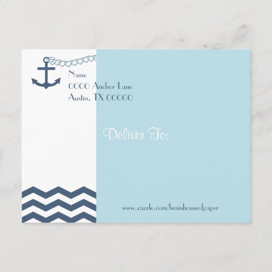 Bruiloft Save the Date Briefkaart - Nautisch (Achterkant)