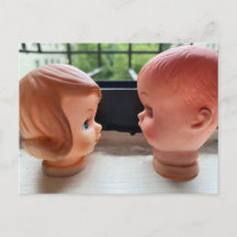 Bruiloft Save the Date briefkaart Retro poppen eig