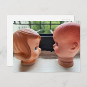 Bruiloft Save the Date briefkaart Retro poppen eig (Voorkant / Achterkant)