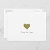 Bruiloft Save-the-date + Faux Gold Heart Minimalis Aankondigingskaart (Voorkant / Achterkant)