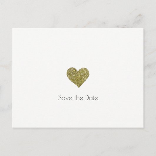 Bruiloft Save-the-date + Faux Gold Heart Minimalis Aankondigingskaart (Voorkant)