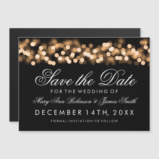 Bruiloft Save The Date Gold Hollywood Glam Magnetische Uitnodiging (Voorkant / Achterkant)