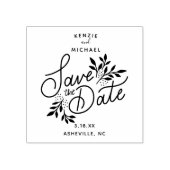 Bruiloft Save the Date Hand Lettered Botanical Rubberstempel (Afrduk)