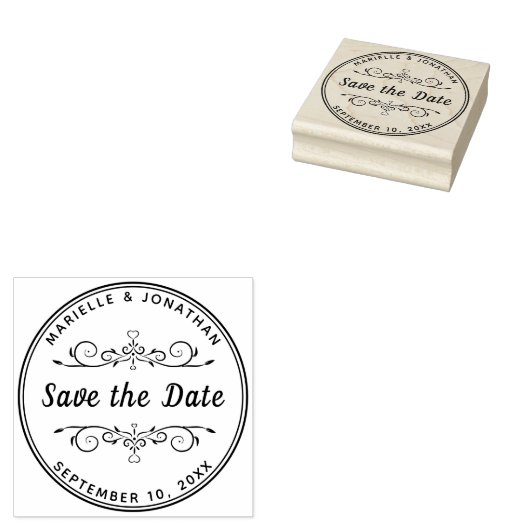 Bruiloft Save the Date Hart Modern Script Rubberstempel (Gestempeld)
