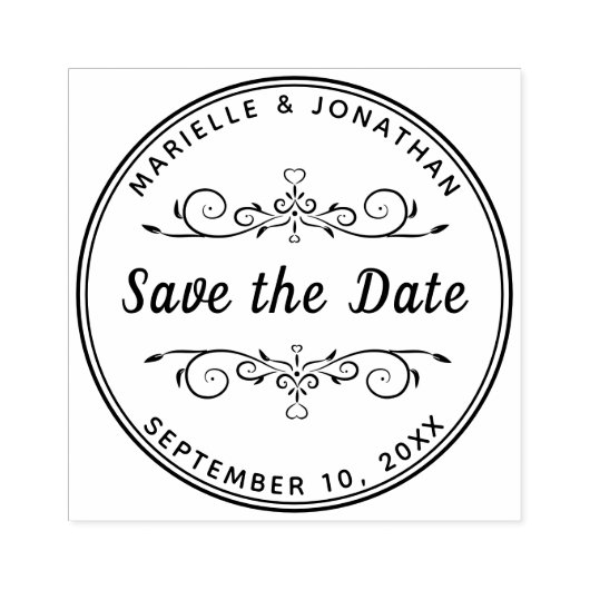 Bruiloft Save the Date Hart Modern Script Rubberstempel (Afrduk)