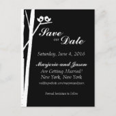 Bruiloft Save the Date Kaart Birch Tree Birds Zwar (Voorkant)