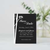 Bruiloft Save the Date Kaart Birch Tree Birds Zwar (Staand voorkant)