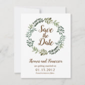 Bruiloft Save the Date Kaart met Landelijke Blader (Voorkant)