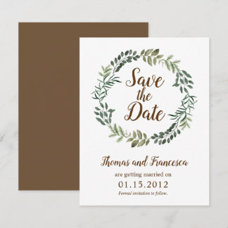 Bruiloft Save the Date Kaart met Landelijke Blader