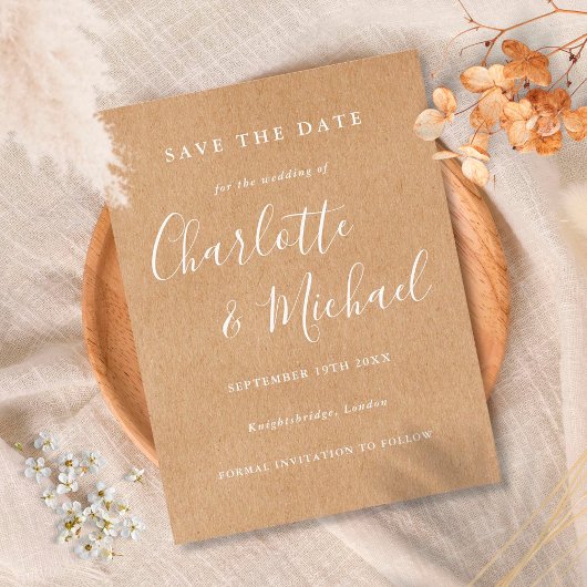 Bruiloft Save the Date Kaart met Rustieke Kraft Ui