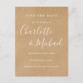 Bruiloft Save the Date Kaart met Rustieke Kraft Ui (Voorkant)