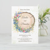 Bruiloft Save the Date Kaart met Wilde Bloemen op  (Staand voorkant)