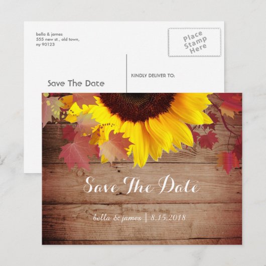 Bruiloft Save The Date Kaarten met Landelijke Zonn (Voorkant / Achterkant)