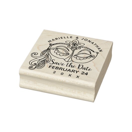 Bruiloft Save the Date Maskerade Masker Mardi Gras Rubberstempel (Stempel)