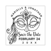 Bruiloft Save the Date Maskerade Masker Mardi Gras Rubberstempel (Afrduk)