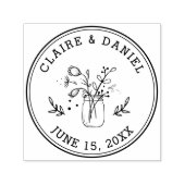 Bruiloft Save the Date Mason Jar Flowers Zelfinktende Stempel (Design)
