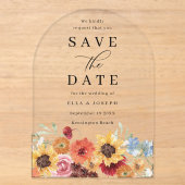 Bruiloft Save The Date met levendige waterverf blo Acryl Uitnodigingen (Voorkant)