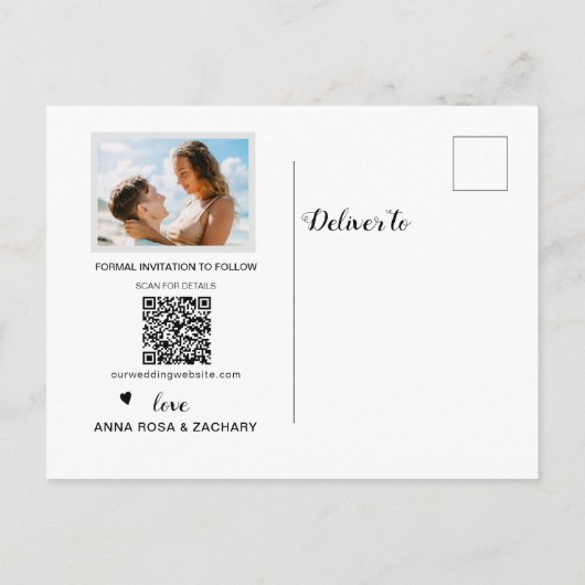 *~* BRUILOFT SAVE the DATE - QR code Website AR6 Briefkaart (Achterkant)