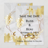 bruiloft Save the Date Sjabloon Kaart (Voorkant / Achterkant)