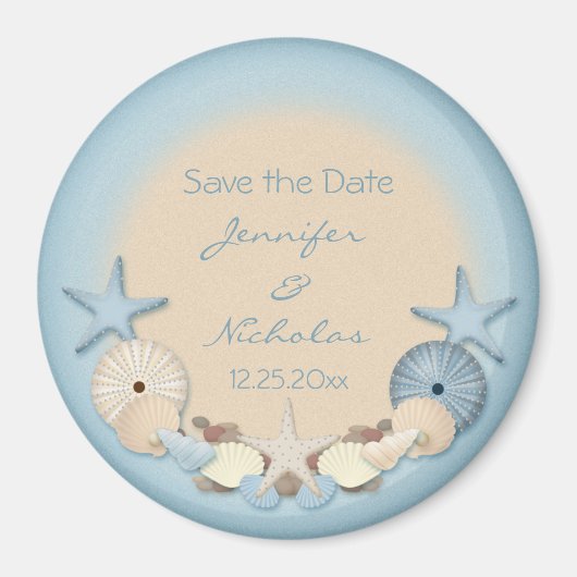 Bruiloft Save the Date Tropische Beach Shells Magneet (Voorkant)