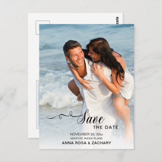 *~* BRUILOFT SAVE THE DATE - Website QR Modern AR6 Briefkaart (Voorkant / Achterkant)