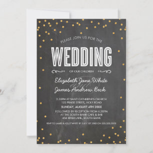 BRUILOFT schattig goud glitter confetti krijtbord  Kaart