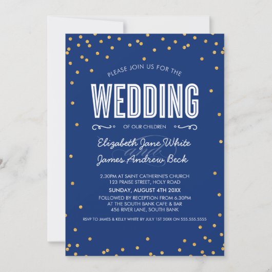 BRUILOFT schattig goud glitter confetti vet donker Kaart (Voorkant)