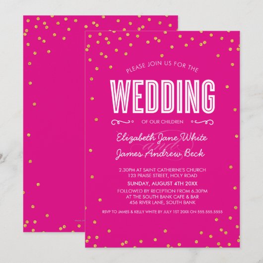 BRUILOFT schattig goud glitter confetti warm helde Kaart (Voorkant / Achterkant)