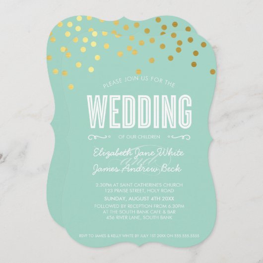 BRUILOFT schattige gouden folie confetti vet paste Kaart (Voorkant / Achterkant)