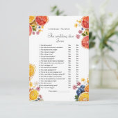 Bruiloft schoen Citrus Vrijgezellenfeest spel kaar Kaart (Staand voorkant)