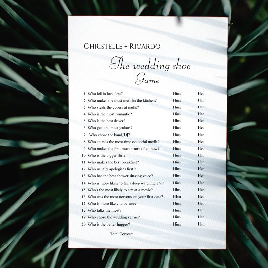 Bruiloft schoen spel bachelorette partij spel Kaar Aankondiging