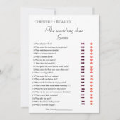 Bruiloft schoen spel bachelorette partij spel kaar aankondiging (Voorkant)