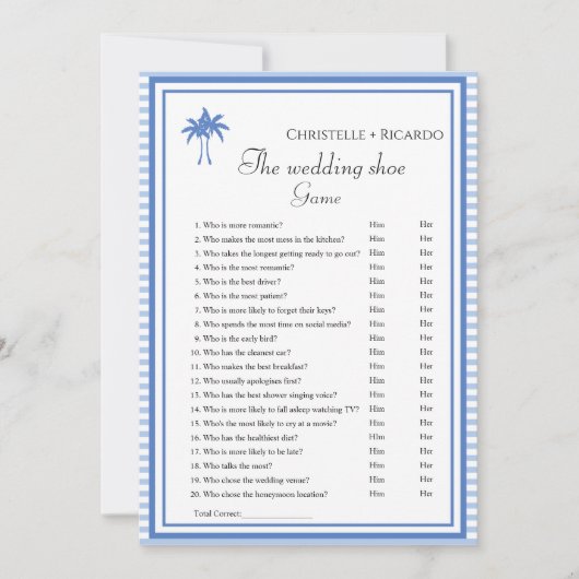Bruiloft schoen spel bachelorette partij spel Kaar Aankondiging (Voorkant)