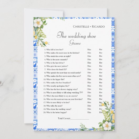 Bruiloft schoen spel Blue Mediterrane partij spel  Aankondiging (Voorkant)