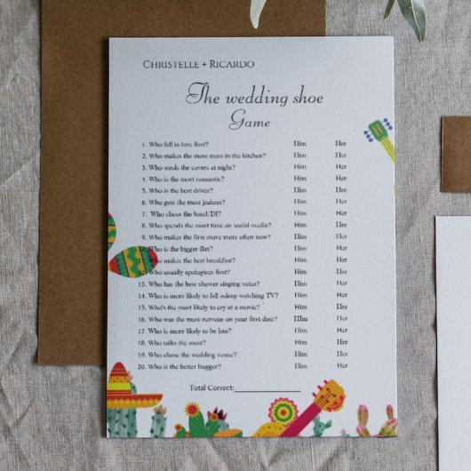 Bruiloft schoen spel taco over liefde partij spel  aankondiging