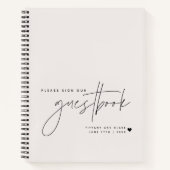 Bruiloft Script Calligrafie Ecru Gast Notitieboek (Voorkant)