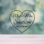 Bruiloft Script hart Custom achternaam Mr. Mrs jaa Acryl Bord (Neutraal)