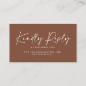 Bruiloft script modern bruin natuurlijk elegant an visitekaartje (Voorkant)