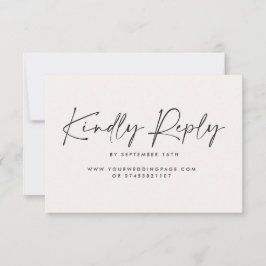 Bruiloft script modern zwart wit elegant antwoord kaart