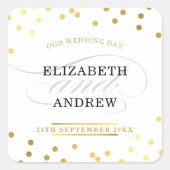 BRUILOFT SEAL chique minimalistische moderne goude Vierkante Sticker (Voorkant)