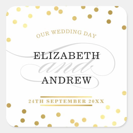 BRUILOFT SEAL chique minimalistische moderne goude Vierkante Sticker (Voorkant)