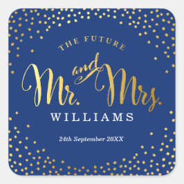 BRUILOFT SEAL stijlvolle mini gouden confetti mari Vierkante Sticker