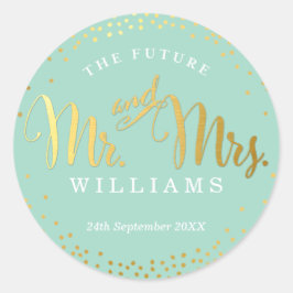 BRUILOFT SEAL stijlvolle mini gouden confetti munt Ronde Sticker