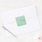 BRUILOFT SEAL stijlvolle mini gouden confetti munt Vierkante Sticker (Envelop)