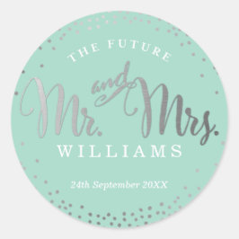 BRUILOFT SEAL stijlvolle mini zilveren confetti mu Ronde Sticker