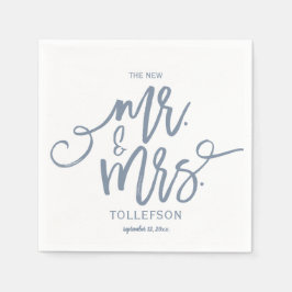 Bruiloft servetten | Penseelscript (Dusty Blue)